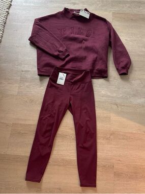 WILO the label burgundy funnel neck legging set